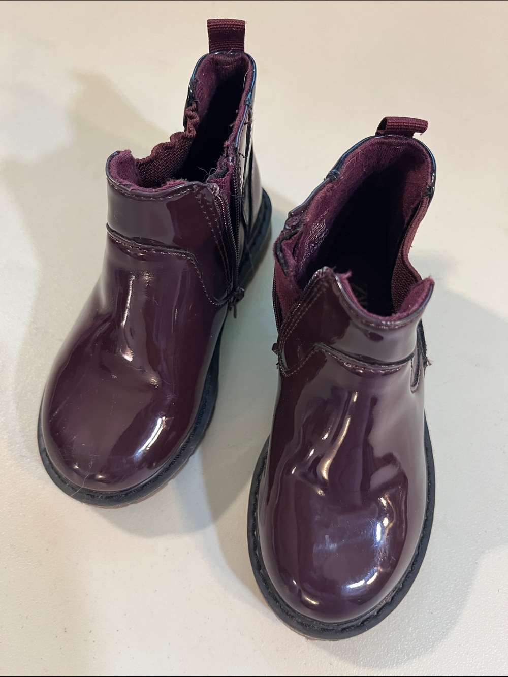 Zara Girls Patent Burgundy Ankle Boots